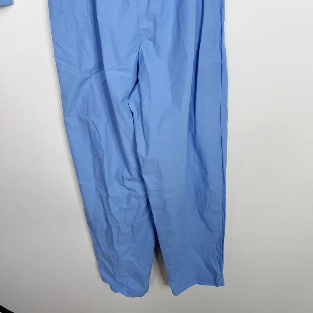 The Drop Womens Small Cornflower Blue Long Sleeve Belted Jumpsuit @highlowluxxe